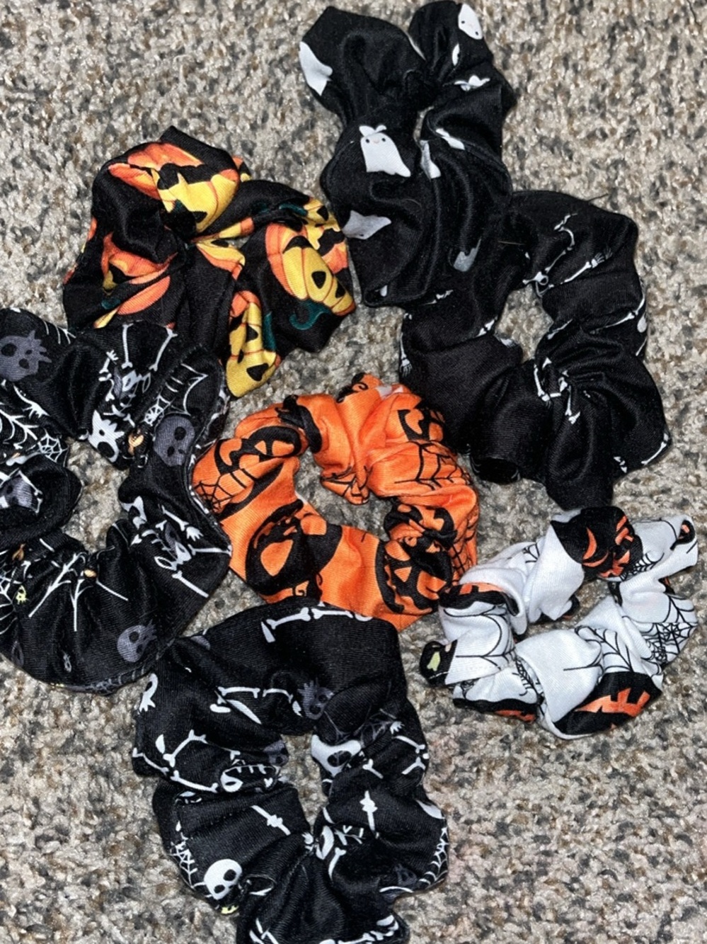 Halloween Print Kids Scrunchie Set - Orange & Black